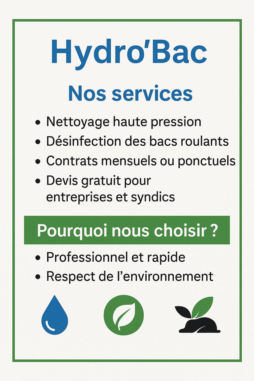 Hydro’Bac — Nos services (flyer)